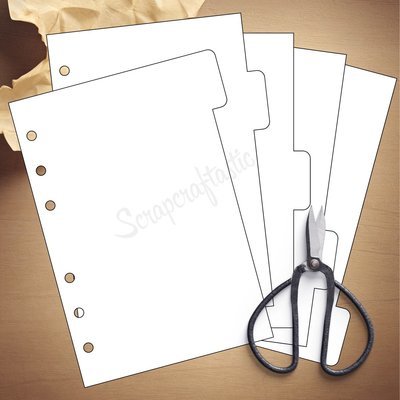 A6 RINGS - 5 Tab Divider Printable Templates and Cut Files