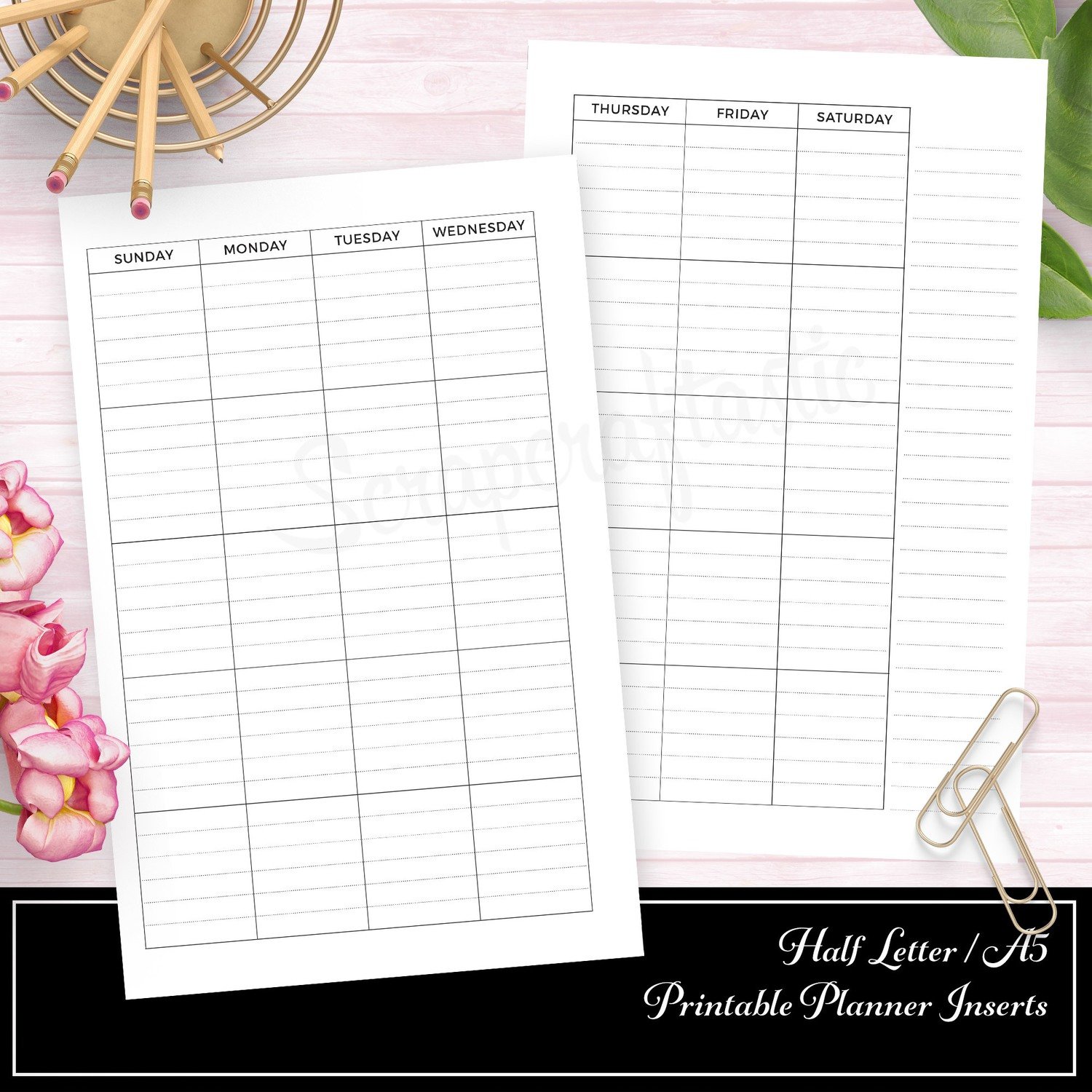 half letter a5 rings or tn undated lined half page month on two pages mo2p printable planner insert