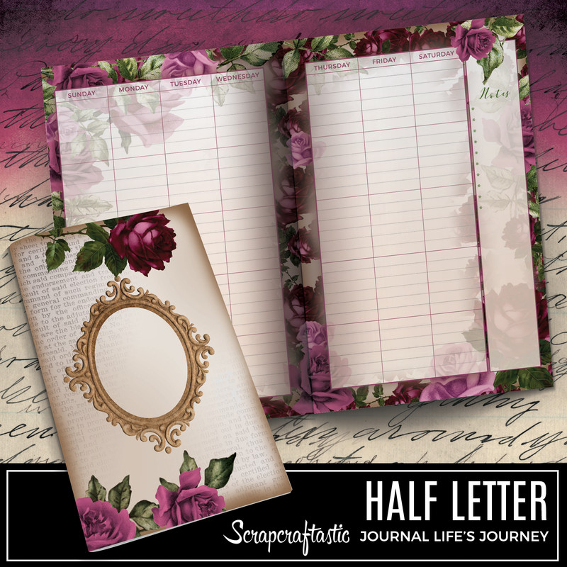 HALF LETTER - Deep Floral Vintage Printable Undated Monthly Journal