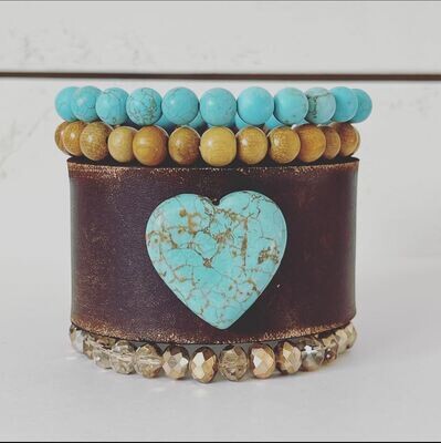 Turquoise heart cuff 1.5"
