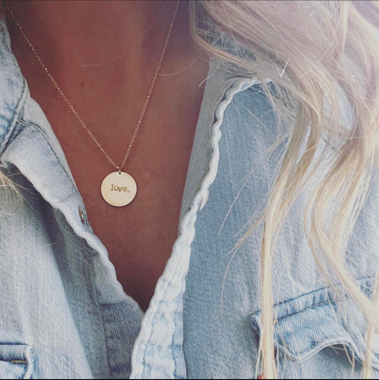 Stamped circle necklace