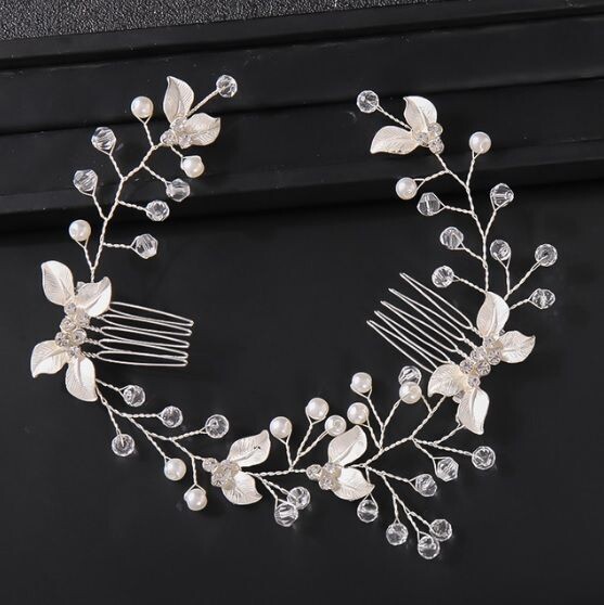 Haarband strass bloemen en parels