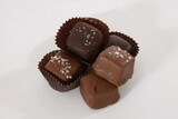 Chocolate Covered Assorted Caramels in top view
