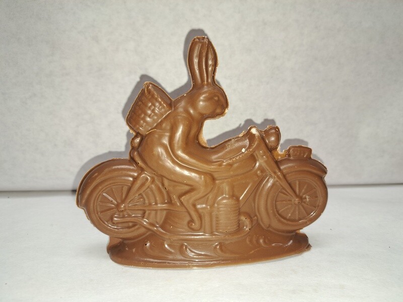 Motorcycle-shaped chocolate bunny






