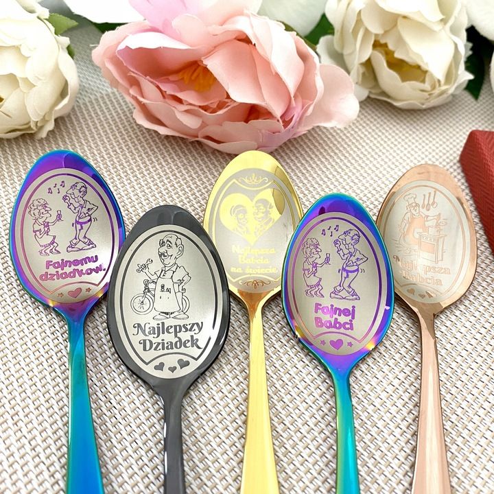 Prezent na dzień babci albo dziadka łyżeczka wybór kolorów GRAWER