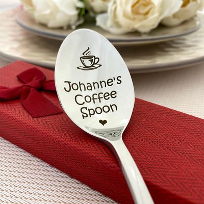 Grawerowana łyżeczka do kawy latte i cappuccino kawki