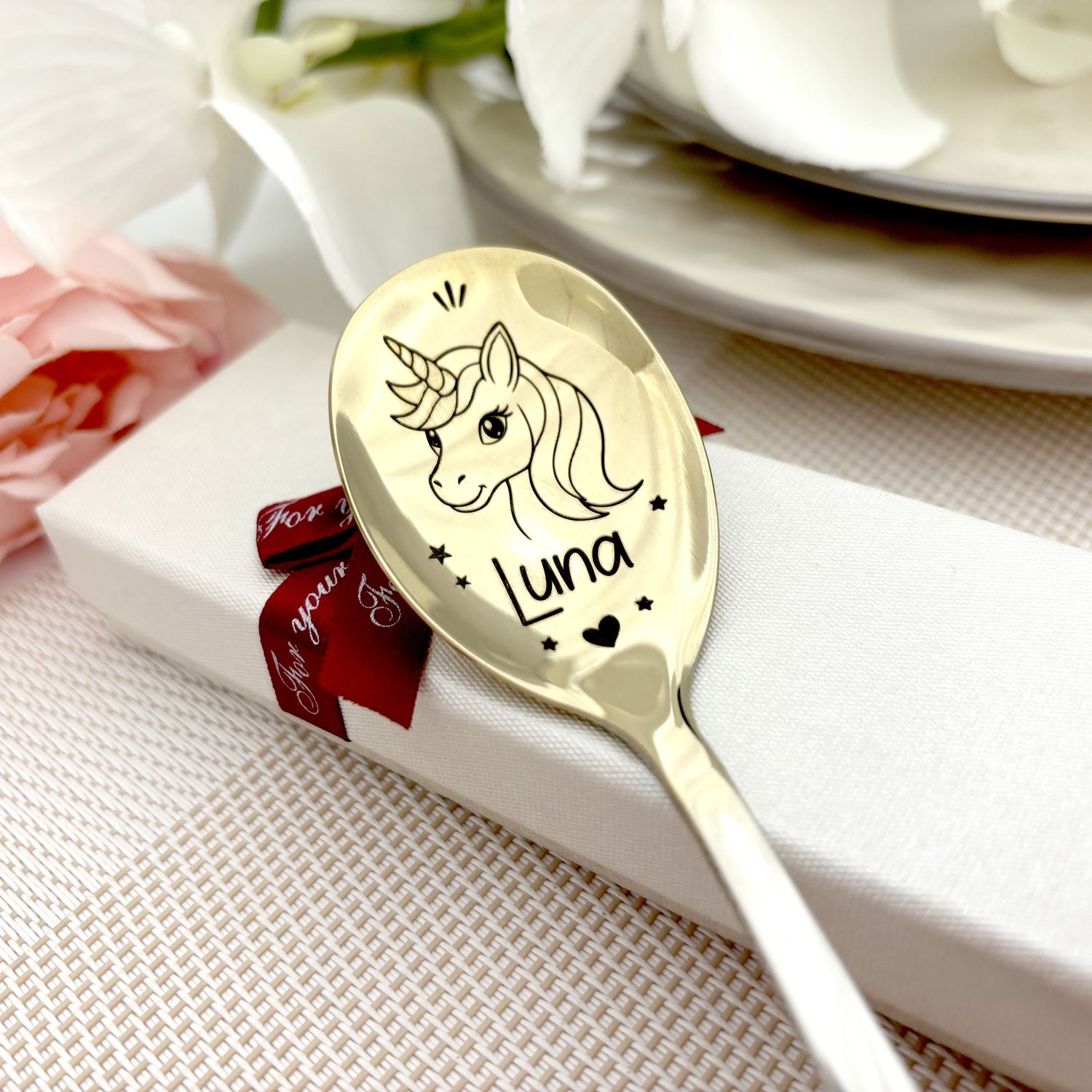 Personalizowana łyżeczka z jednorożcem – Grawerowana łyżka