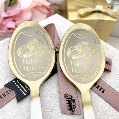 Prezent na ślub na rocznicę 2 łyżeczki w pudełku