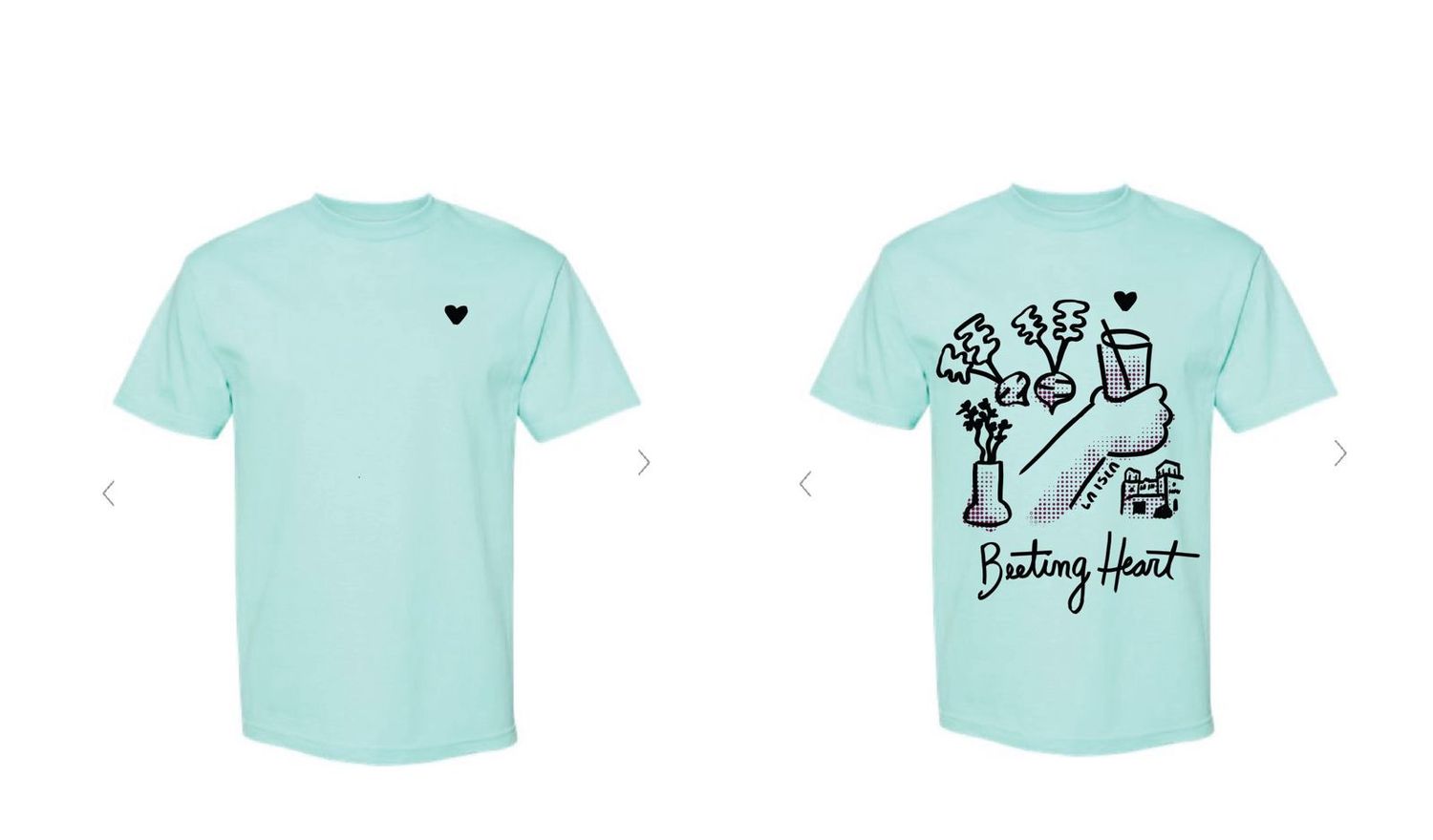 T-shirt - Beeting Heart, Color: Celadon, Size: Small