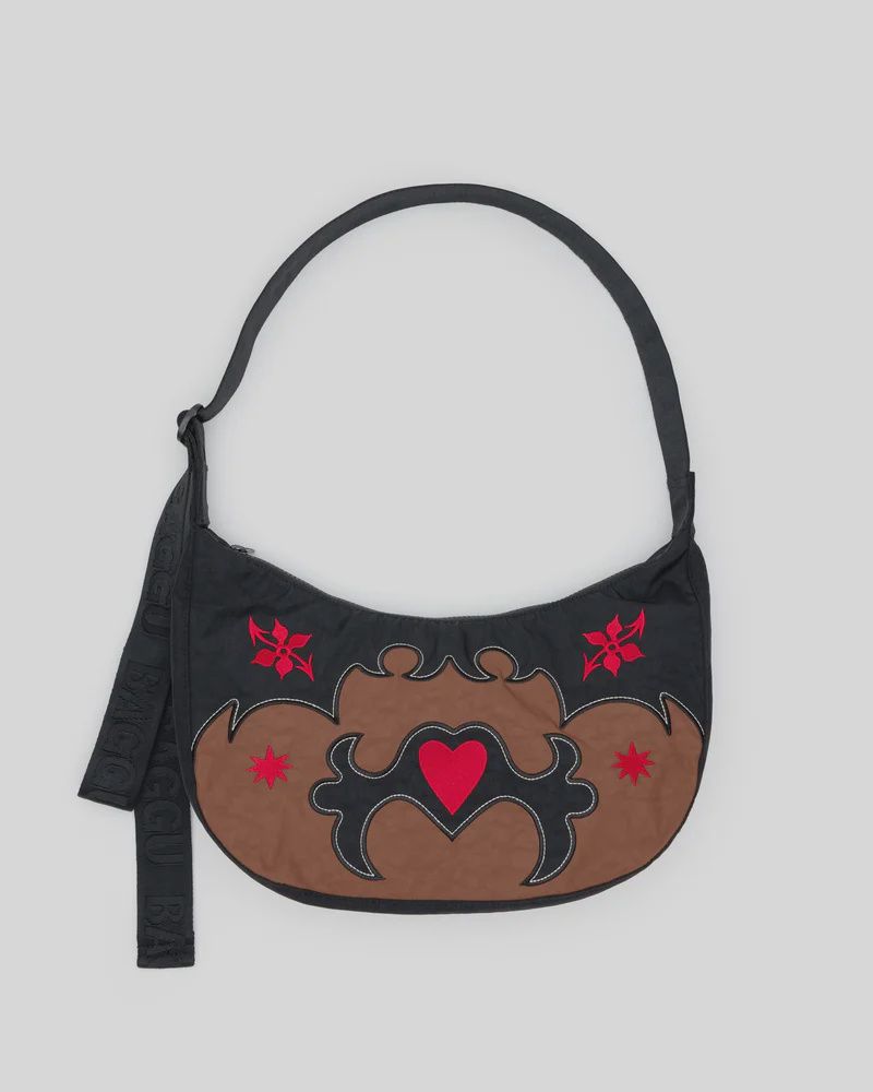 Medium Nylon Crescent Bag, Style: Western Appliqué