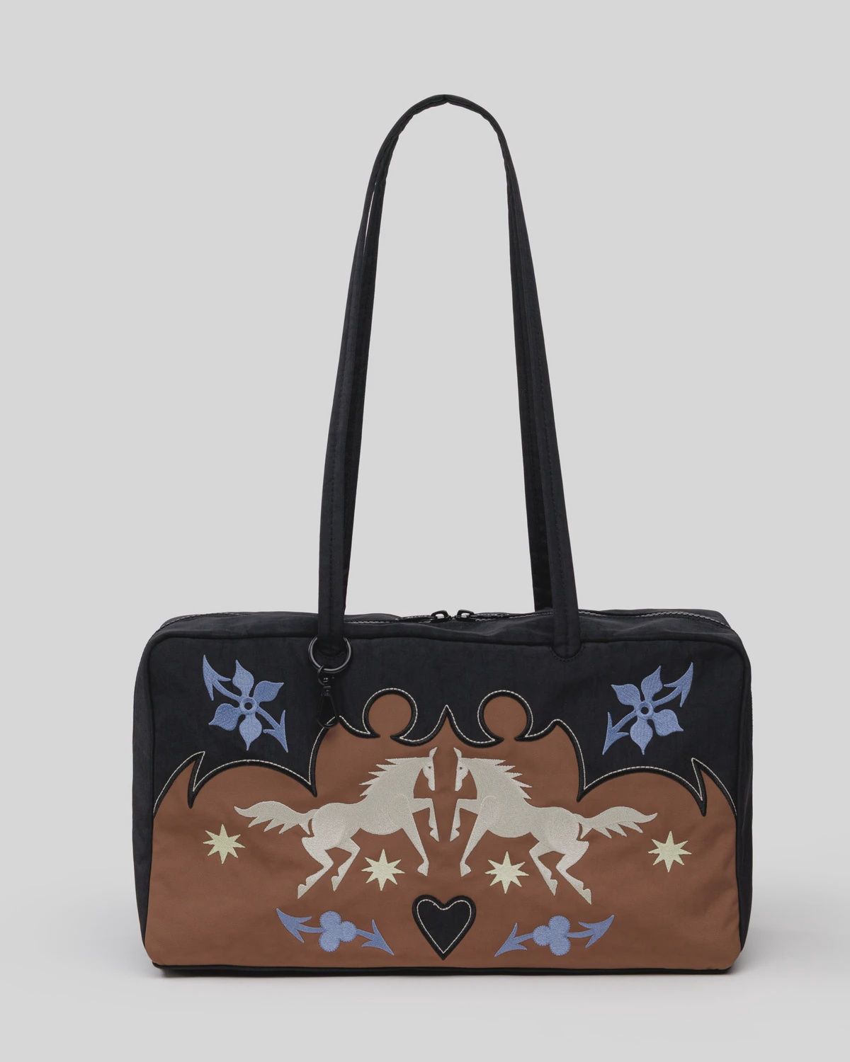 Medium Nylon Bowler Bag, Style: Western Appliqué