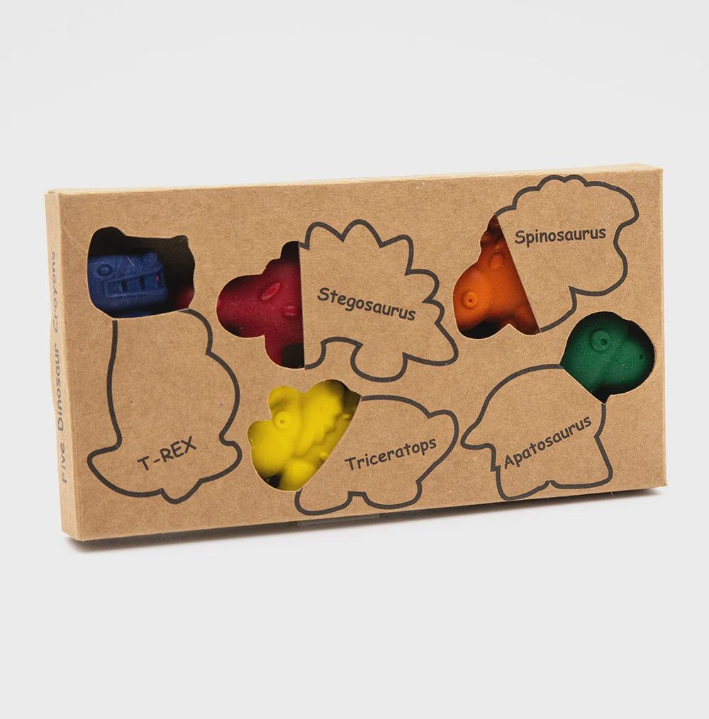 5 Solid Color Dinosaur Crayon Set