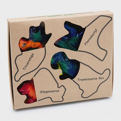 4 Tri-color Realistic Dinosaur Crayon Set