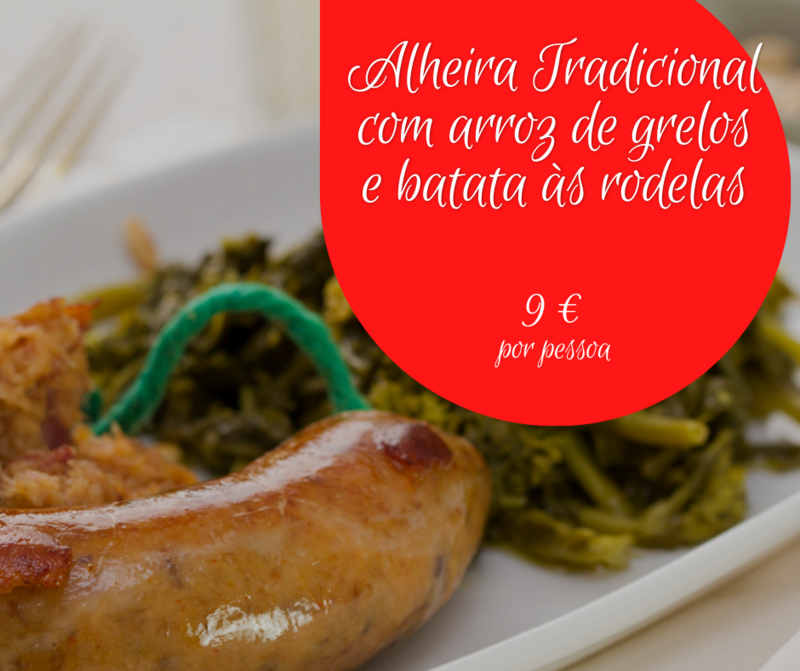 Alheira Tradicional com ovo estrelado, arroz de grelos e batata às rodelas
