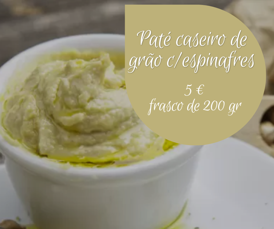 Paté caseiro de grão de bico com espinafres