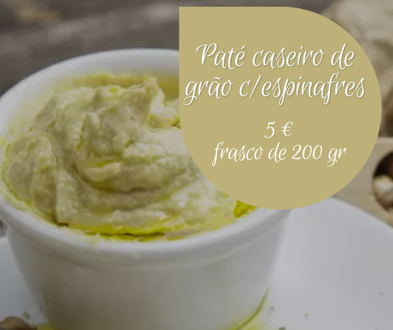 Paté caseiro de grão de bico com espinafres