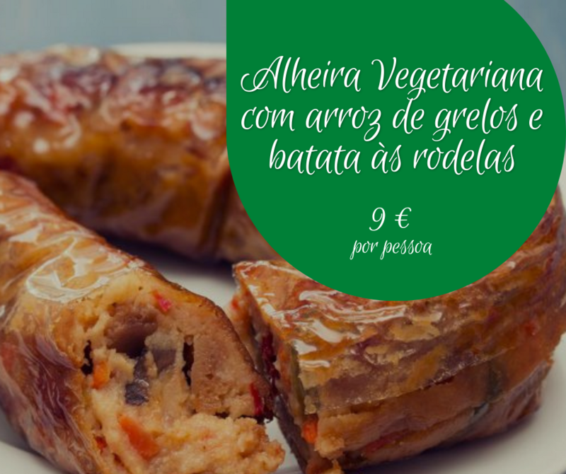 Alheira Vegetariana com arroz de grelos e batata às rodelas