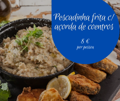 Pescadinha frita com açorda de coentros