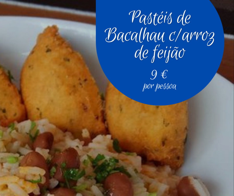 Pastéis de bacalhau com arroz de feijão