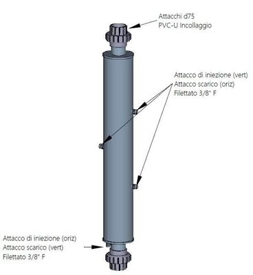 DECPVC1601500- PVC-U DECANTER - DIMENSION d160x1500mm - TWO INJECTION POINT
