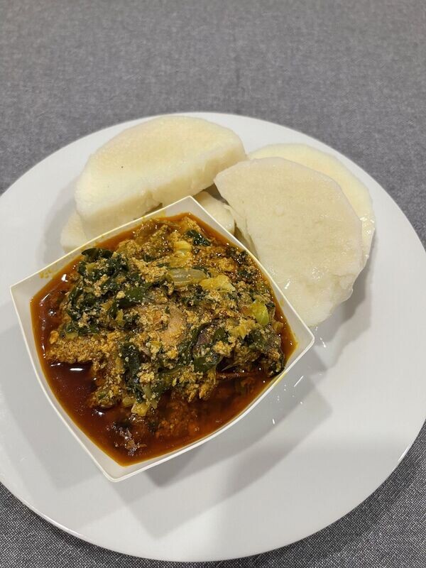 Boiled Yam with Palava Sauce