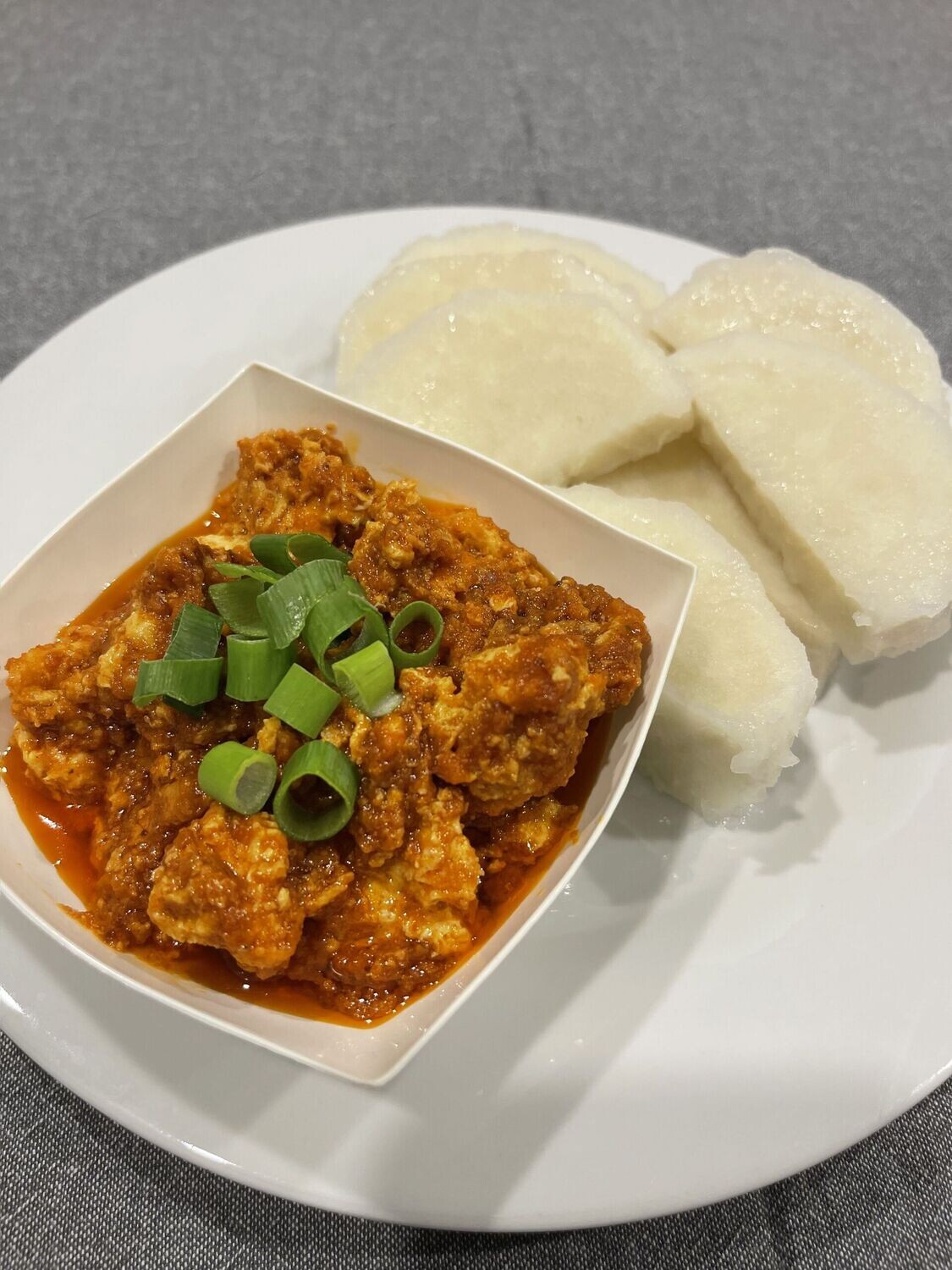 Boiled Yam with Egg Stew