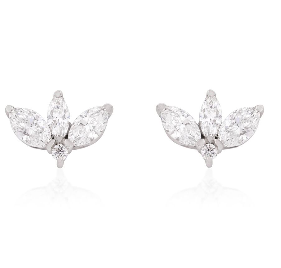 18K Lotus Diamond Earrings