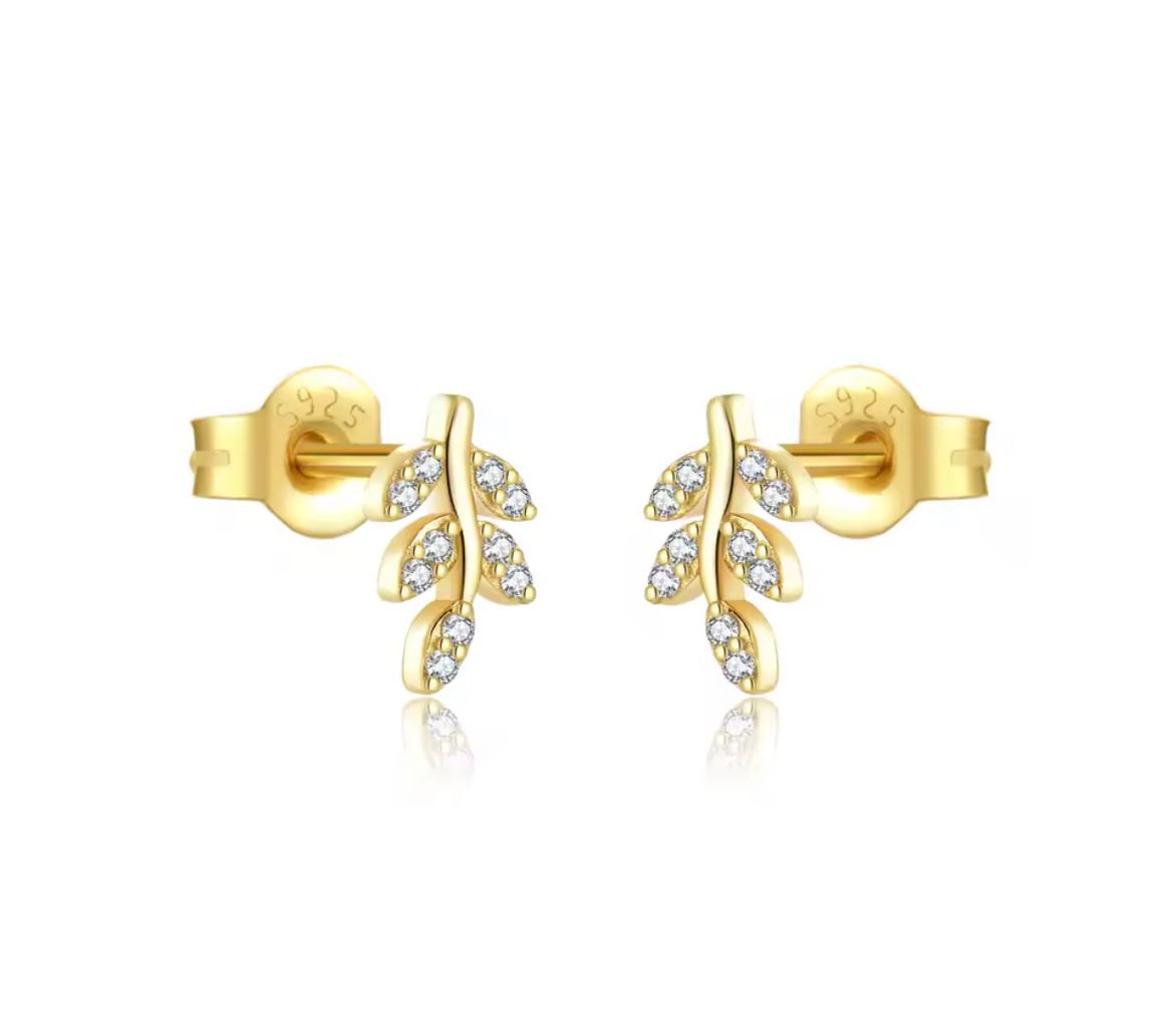 Leaf Gold Studs