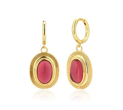 Red Oval Drop Earring