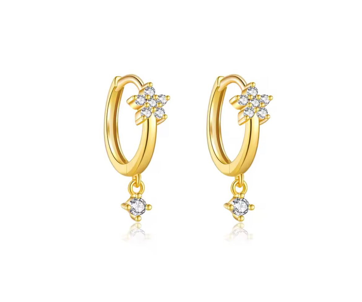 Flower Drop 8mm Hoops