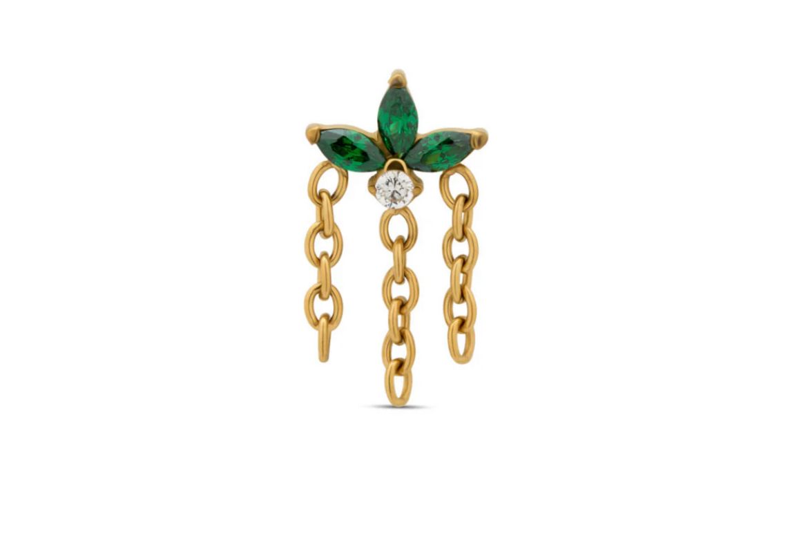 Titanium Emerald Marquise Chain Flatback