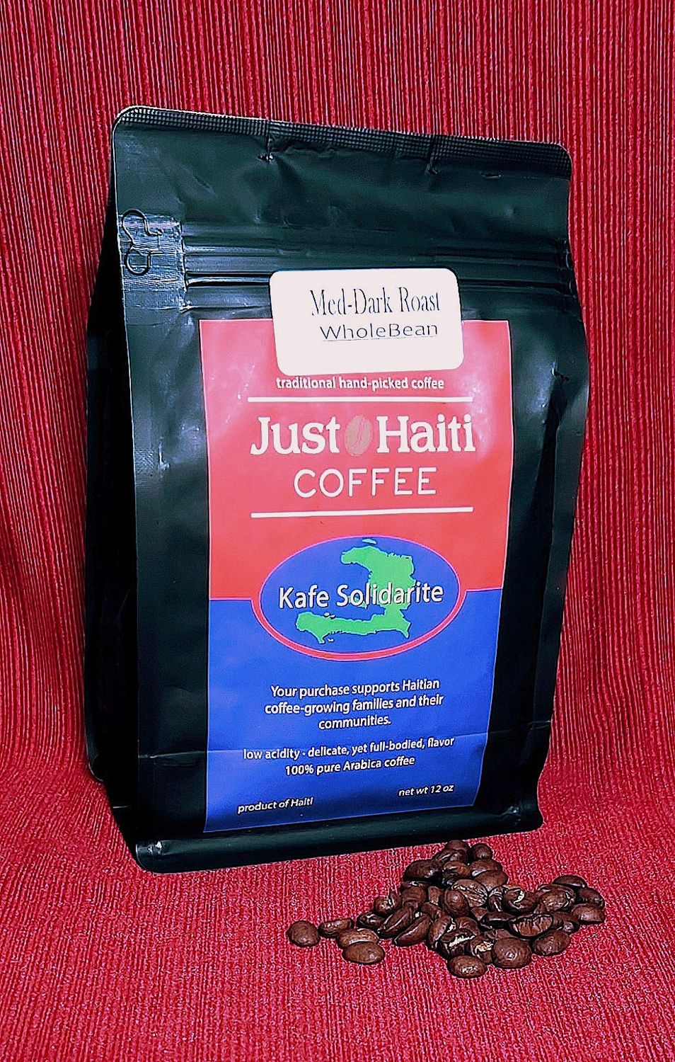 Whole Bean, Haitian medium dark roast, 12 oz.