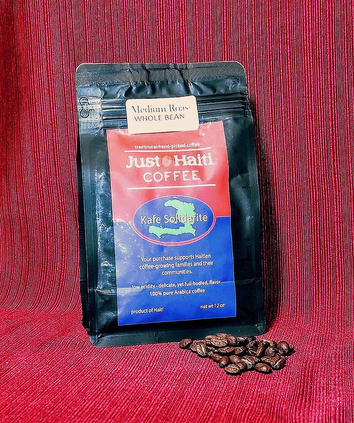 Whole bean, Haitian medium roast, 12 oz.