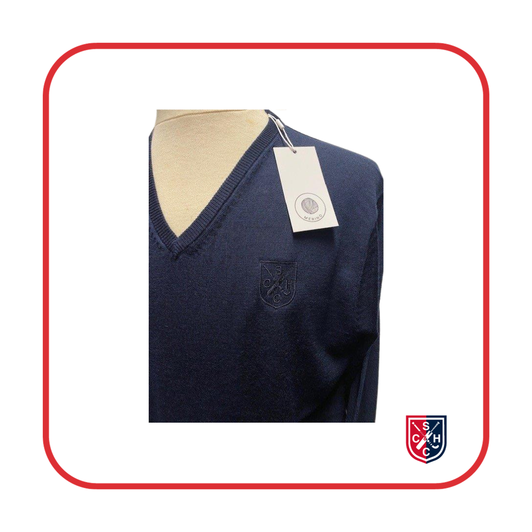 Merino trui V-hals heren Deep Navy