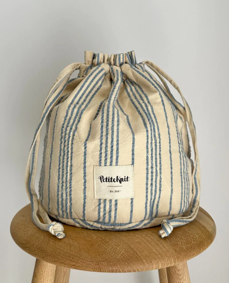 KNITTER'S PROJECT BAG - STRIPED SEERSUCKER