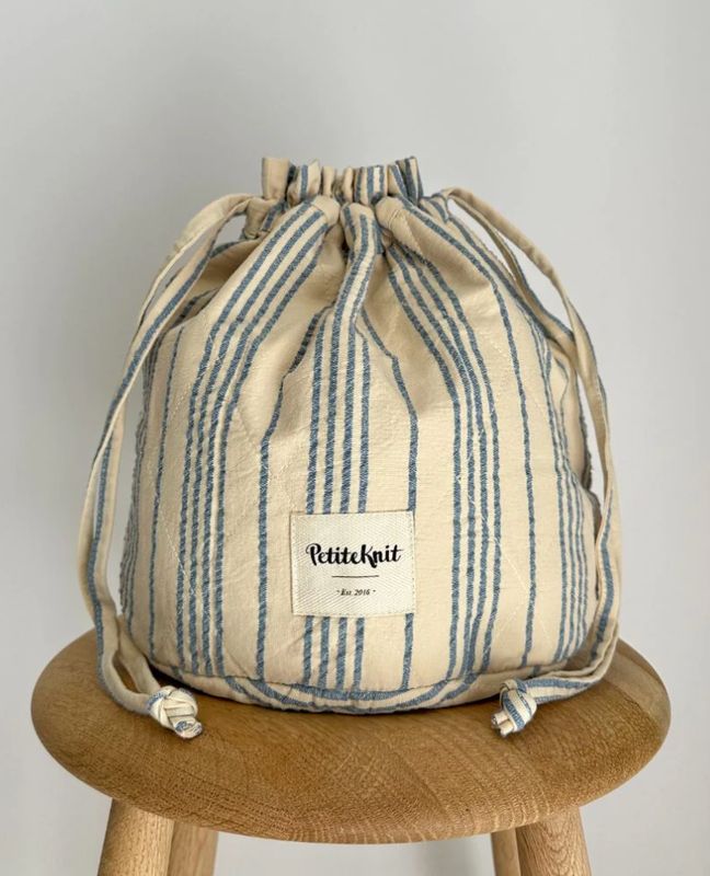 KNITTER'S PROJECT BAG - STRIPED SEERSUCKER