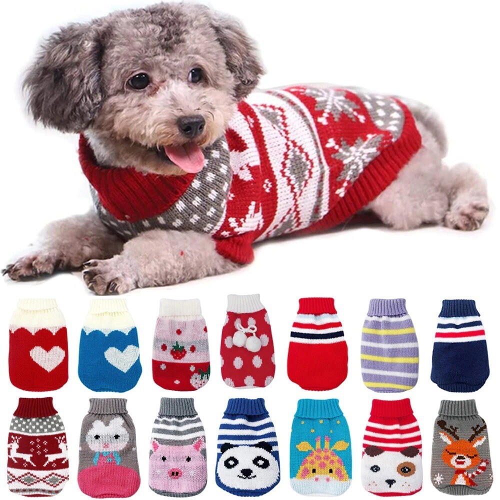 Warm Dog Clothes for Small Medium Dogs Knitted Cat Sweater