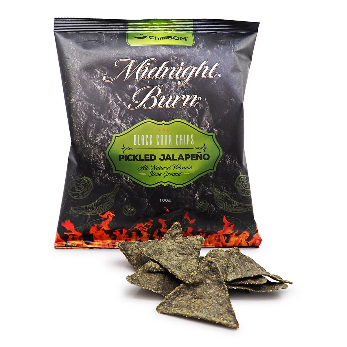 REDUCED BB - Midnight Burn Pickled Jalapeno Corn Chips 100g