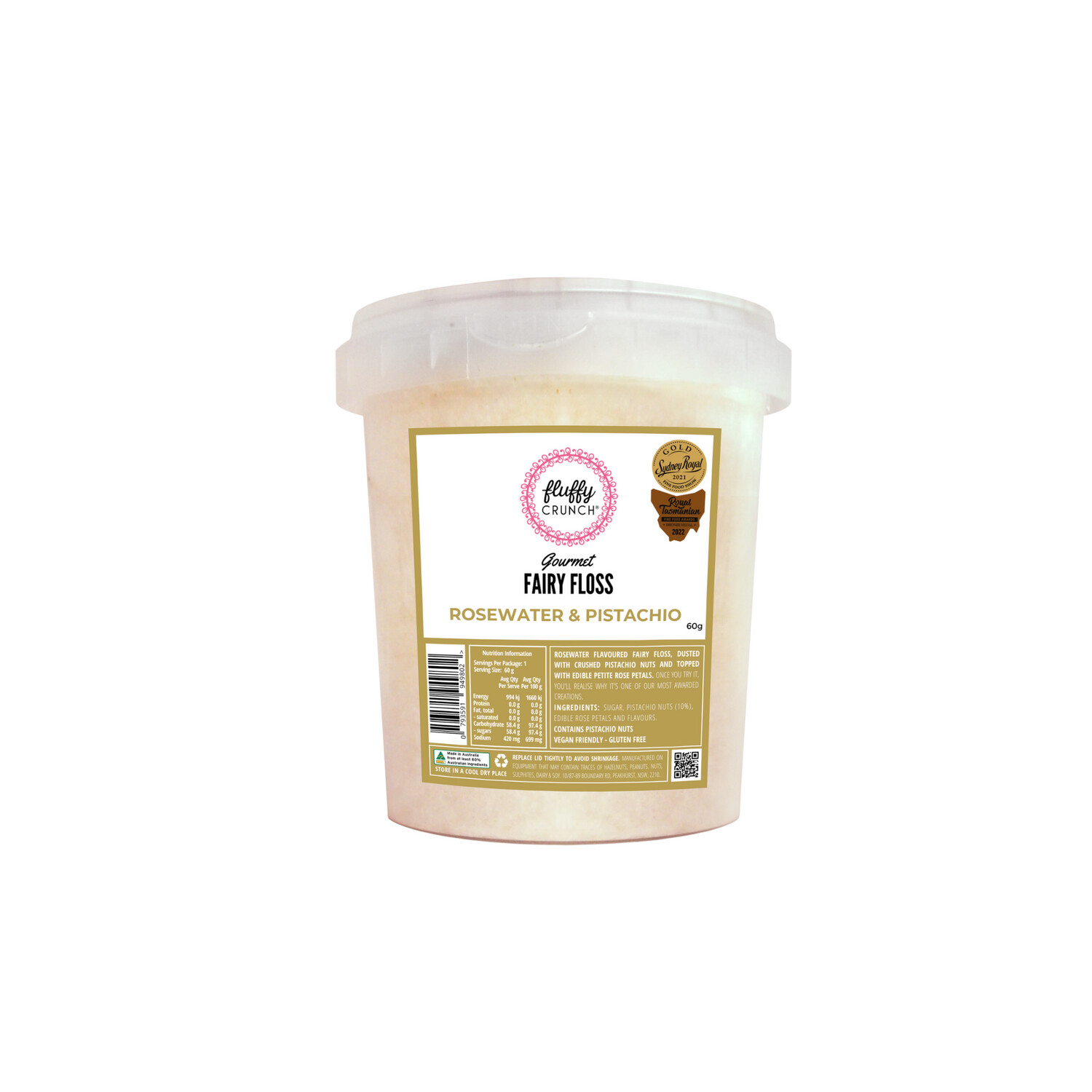 Gourmet Fairy Floss 50g - Rosewater &amp; Pistacio