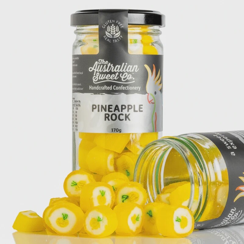 Rock Candy (Aust Sweet Co) - 170g jar, Flavour: Pineapple