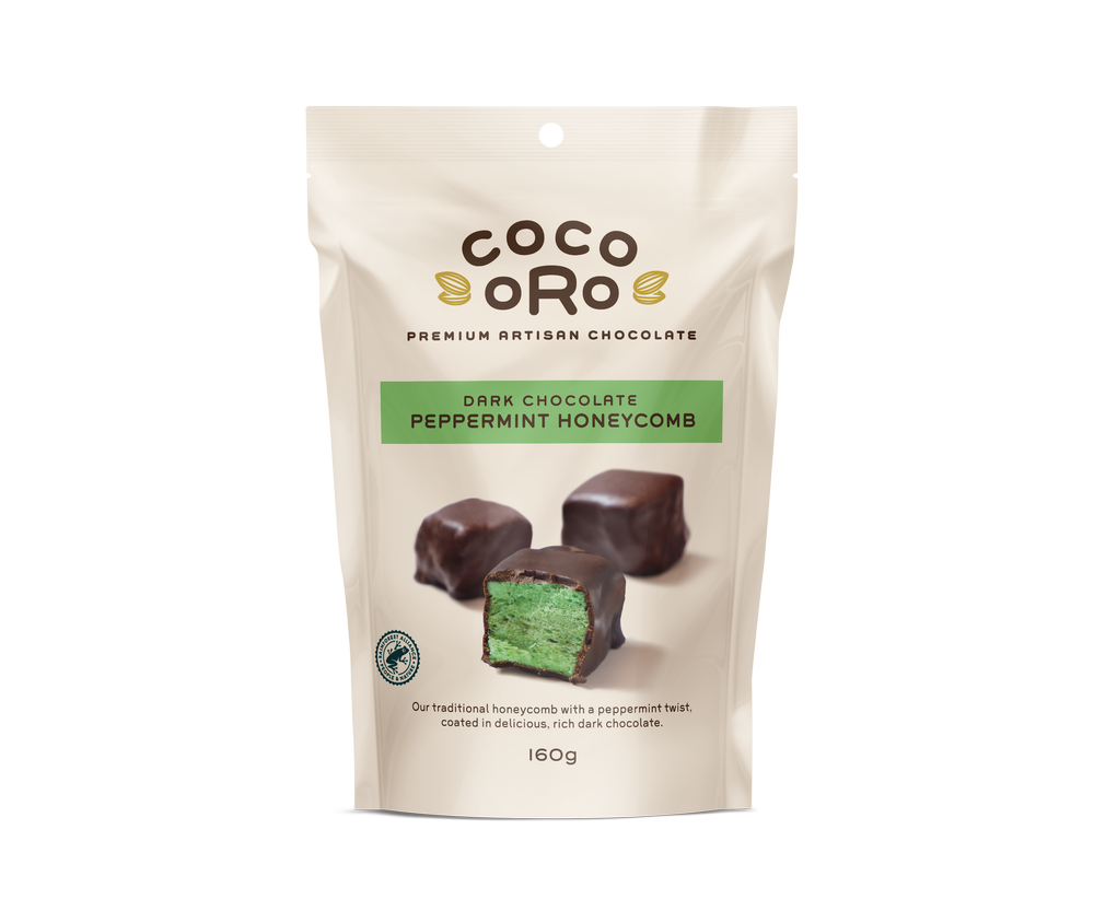 Coco Oro Artisan Chocolate 160g, Flavour: Dark Peppermint Honeycomb