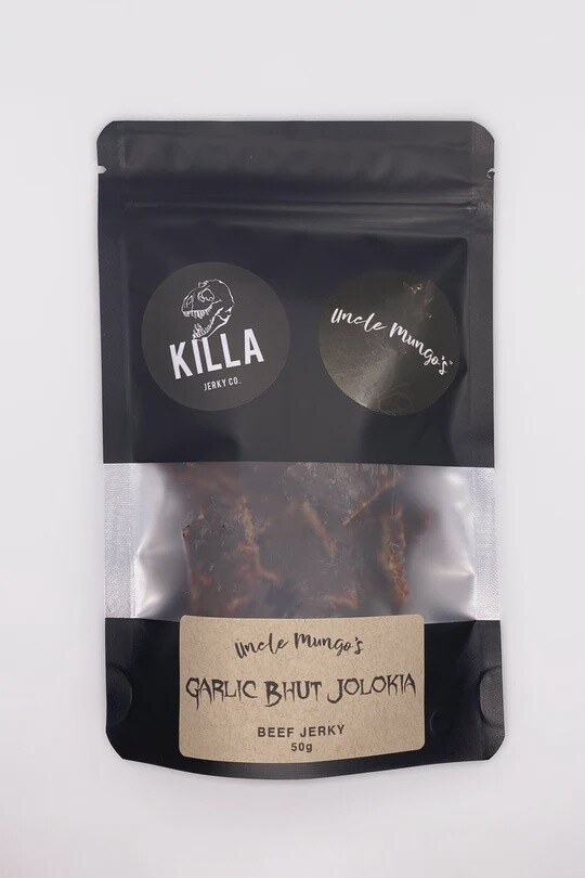 Uncle Mungo&#39;s Garlic Bhut Jolokia Jerky 50g