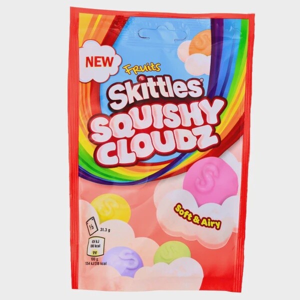 Skittles Squishy Cloudz 94g pouch, Flavour: Fruity