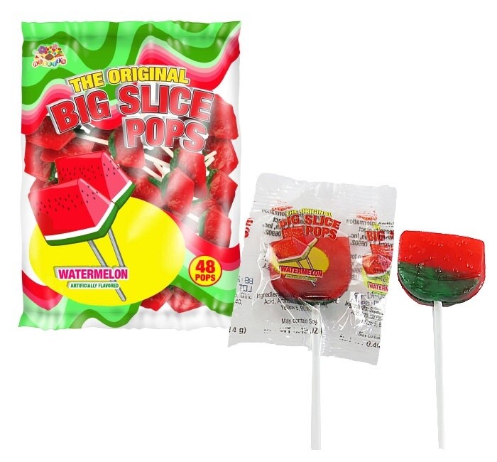 Albert&#39;s Big Slice Lollipops, Flavour: Watermelon 48pc