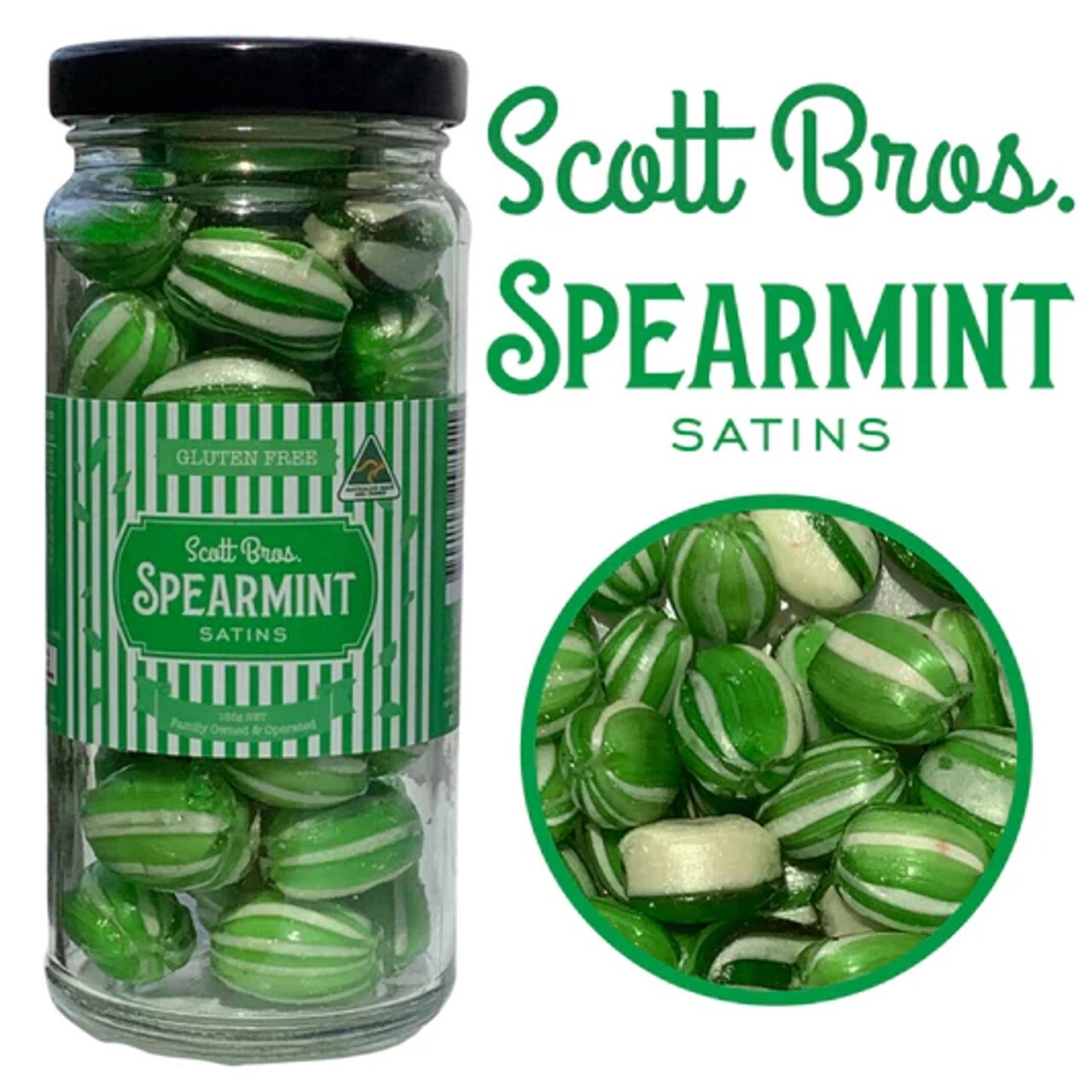 Spearmint Satins Boiled Lollies Jar