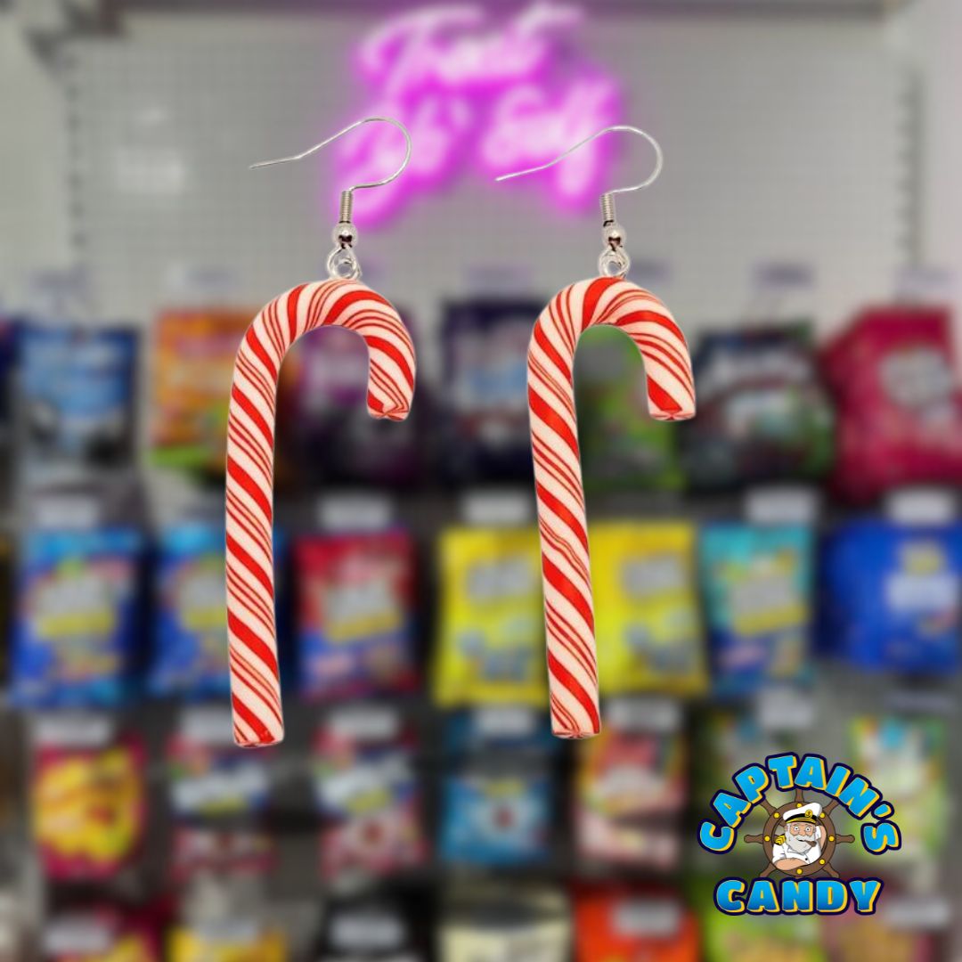 Earrings - Candy Cane - Red &amp; White