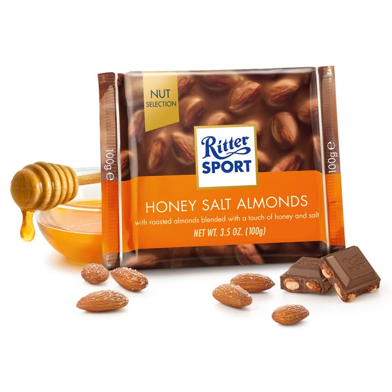 REDUCED BB SEP - Ritter Honey Salted Almond Milk Chocolate 100g