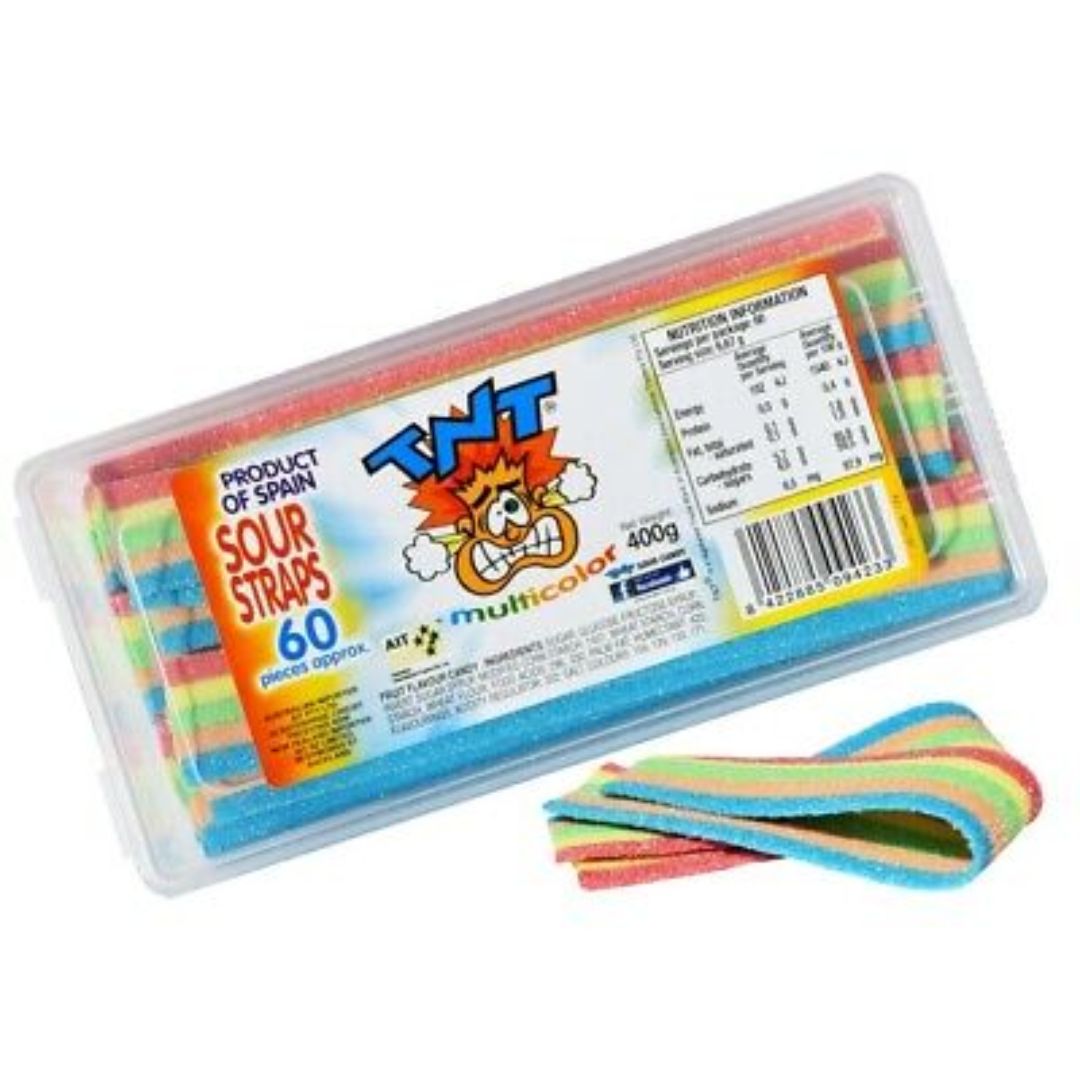 TNT Sour Straps - 400g Multicolour tub (60pc)