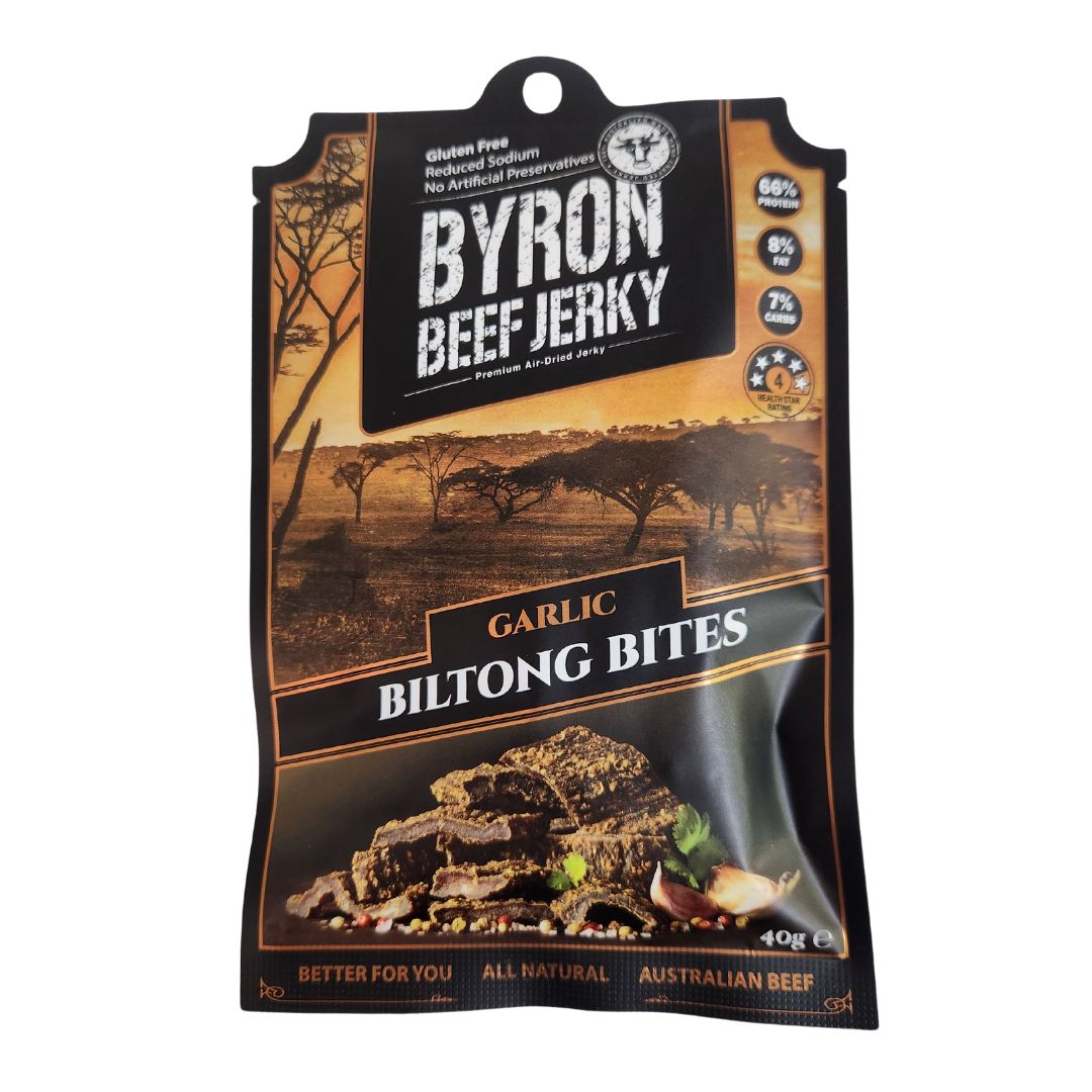 Byron Beef Jerky - Biltong Bites Garlic 40g
