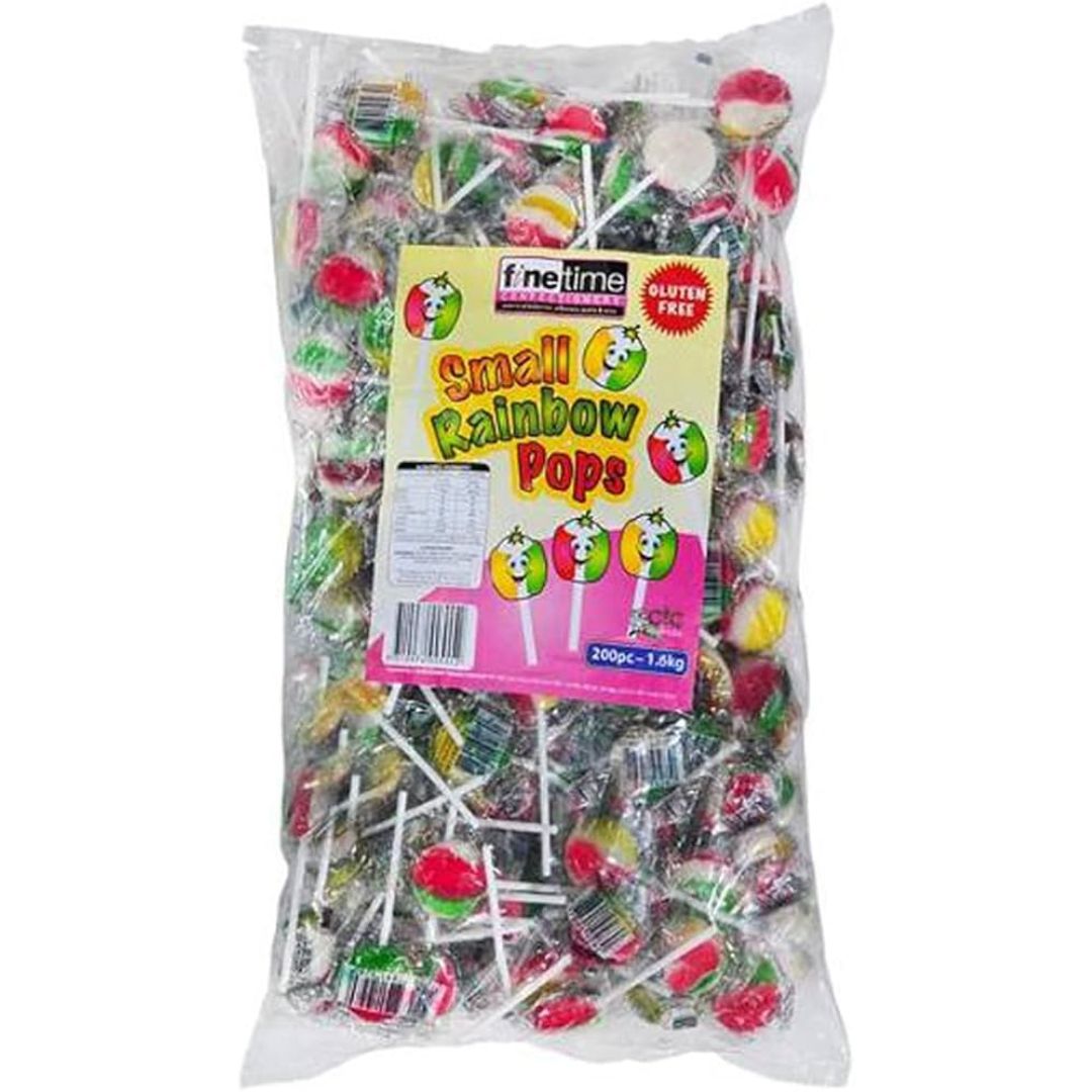 Finetime Rainbow Flat Lollipops 200pc